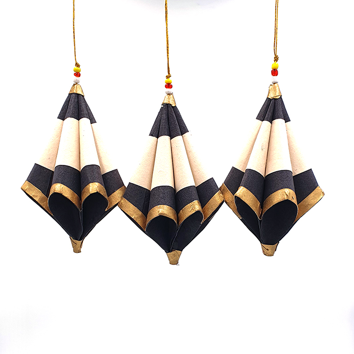 Cone folden black gold natural set/3