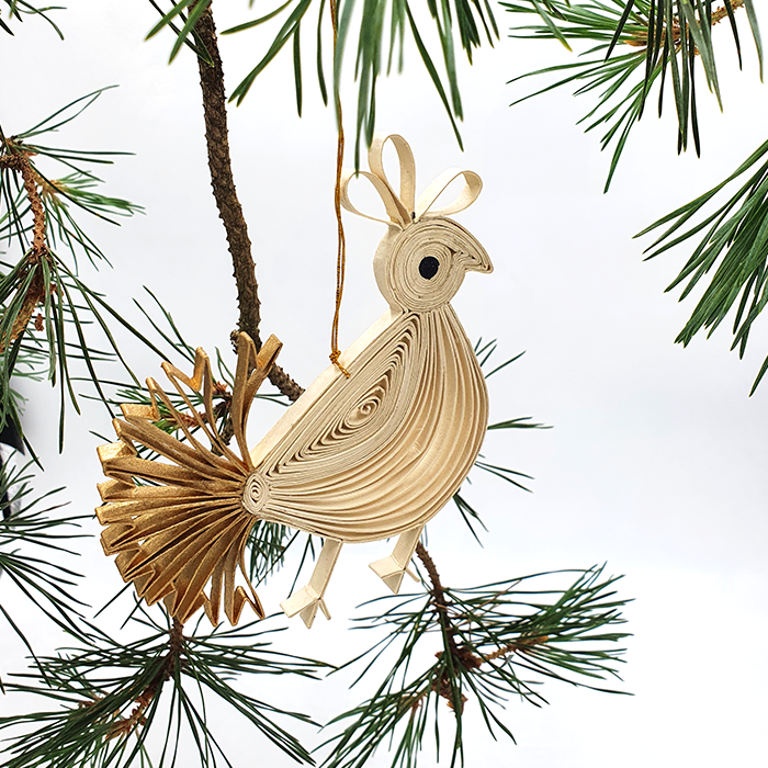 Goldtail Bird in box natural gold 13x12cm