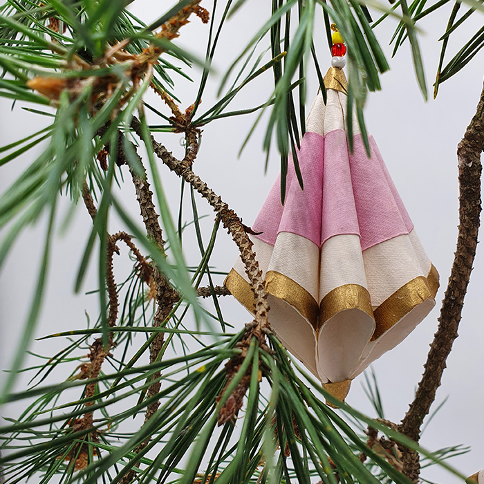 Cone folden dusty pink gold natural set/3