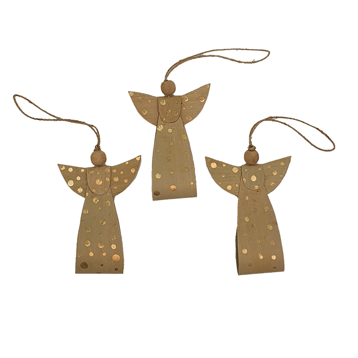 Angel ornament natural/gold AN pouch set/3