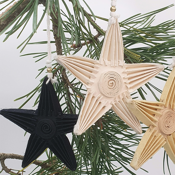 Star ornament folden bl/wh AN pouch set/5